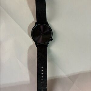Sleek Black Watch with Leather Strap